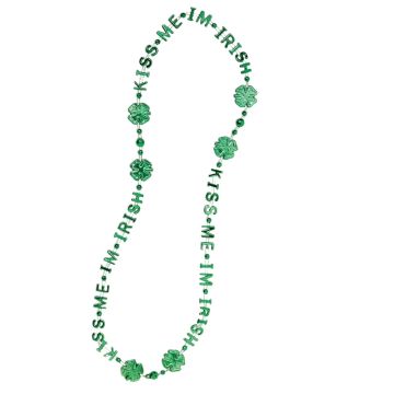 Adult St Patrick's Day Kiss Me I'm Irish Beaded Necklace