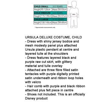 Child's Ursula Costume Deluxe Dress with Tentacles and Pendant - Little Mermaid