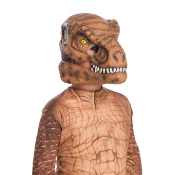 Kids Jurassic World T-Rex dinosaur mask with moving jaw brown tan scales