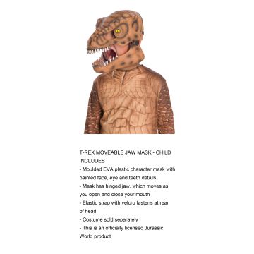 Kids Jurassic World T-Rex Dinosaur Mask with Moving Jaw