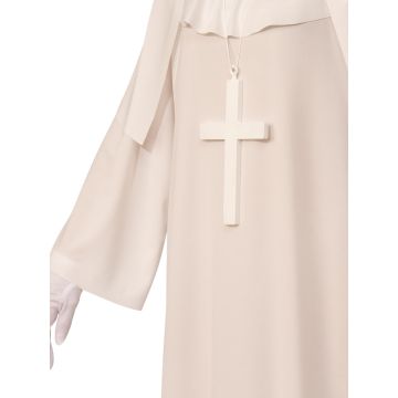 Adult Womens Haunted Asylum Nun Costume - White Horror Habit Robe with Veil