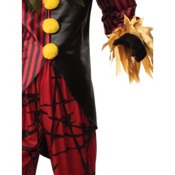 Adult Horror Clown Costume with Skull Mask - Evil Jester Suit
