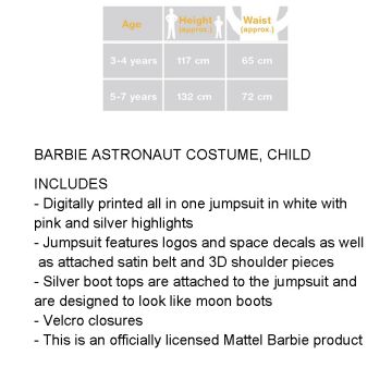 Girls Barbie Astronaut Costume - Kids Space Explorer Jumpsuit with Belt