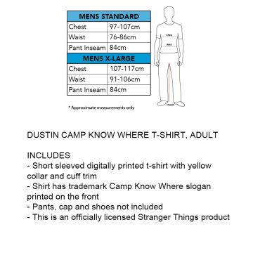 Adult Stranger Things Dustin Camp Know Where T-Shirt - Licensed Green Yellow 80s Costume Tee