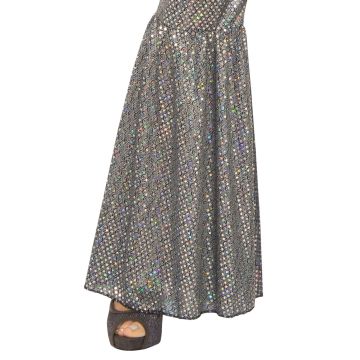 Womens ABBA Costume Silver Disco Jumpsuit with Bell Bottoms
