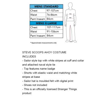 Adult Mens Stranger Things Scoops Ahoy Steve Costume - Sailor Uniform Set