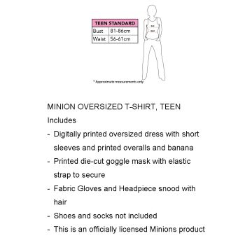 Teen Minions Costume Dress - Oversized T-Shirt with Goggles & Gloves