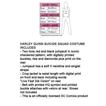 Harley Quinn Suicide Squad Costume Adult Womens Red & Black Jumpsuit Set