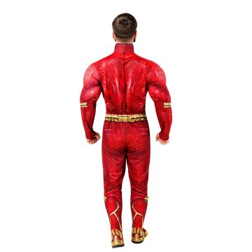 Adult Deluxe Flash Costume - Mens Muscle Jumpsuit with Mask