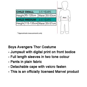 Kids Marvel Avengers Thor Costume with Cape - Boys Superhero Jumpsuit
