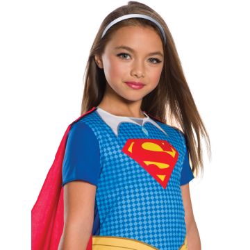 Girls Supergirl Costume Dress with Cape and Headband - DC Comics Hero