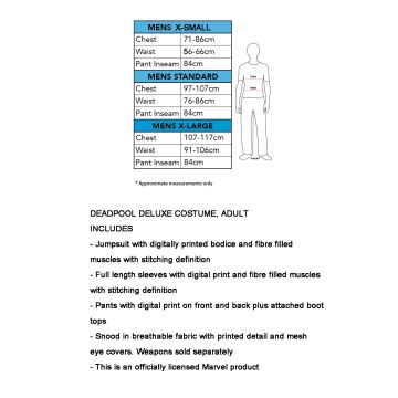 Adult Deadpool Costume - Deluxe Muscle Padded Jumpsuit with Mask