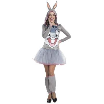Adult Bugs Bunny Costume Hooded Tutu Dress - Womens Looney Tunes Grey Bunny