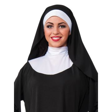 Adult Nun Costume - Black Robe with White Habit and Veil