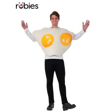 Adult Fried Eggs Costume - Over-the-Head Breakfast Food Tunic