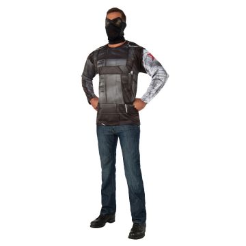 Winter Soldier costume mens athletic-fit top with tactical vest print and metallic sleeve