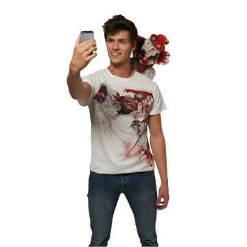 Adult Evil Clown Attack T-Shirt Costume with 3D Shoulder Prop