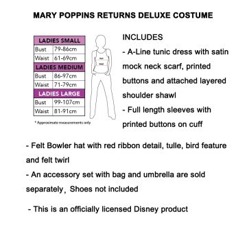 Adult Mary Poppins Returns Costume with Hat - Women's Disney Nanny Dress