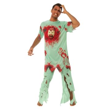 Adult Zombie Surgeon Costume with 3D Baby Chest - Bloodied Scrubs Set