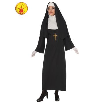 Adult Nun Costume with Habit Veil and Cross - Traditional Religious Sister Outfit