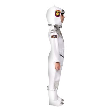 Kids Astronaut Costume with Helmet and Antenna - White Space Explorer Jumpsuit