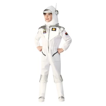 Kids Astronaut Costume with Helmet and Antenna - White Space Explorer Jumpsuit