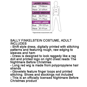 Womens Sally Nightmare Before Christmas Costume Dress with Wig