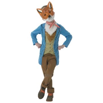 Kids Fantastic Mr Fox costume with blue striped tailcoat and character mask