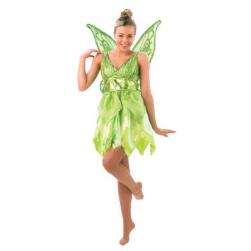Fairy Costumes － Licensed Disney Tinker bell TINKERBELL Costume + Wings Fairy Green Adult Fancy Dress Peter Pan 