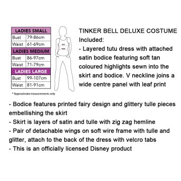 Adult Tinker Bell Costume - Disney Fairy Dress with Wings