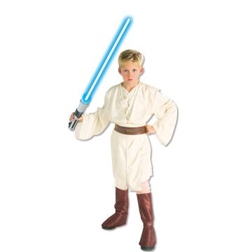 Kids Boys Obi-Wan Kenobi Costume hero full front view - child wearing complete Jedi/Sith costume set