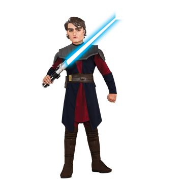 Kids Boys Anakin Skywalker (Clone Wars) Costume hero full front view - child wearing complete Jedi/Sith costume set