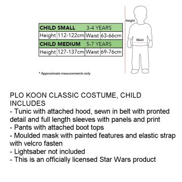 Kids Boys Plo Koon Costume - Star Wars Jedi 3-Piece Set