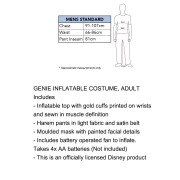 Adult Mens Genie Inflatable Costume - Disney Aladdin Official Licensed