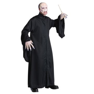 Adult Dark Lord Voldemort costume with full-length black robe and high collar