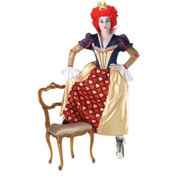 Alice In Wonderland Costumes - Licensed Disney Red Queen Of Hearts Crown Wig Alice in Wonderland Disney Party Fancy Dress Costume Ladies
