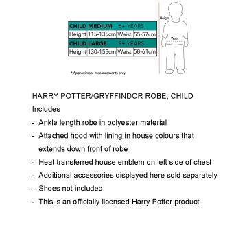 Kids Harry Potter Gryffindor Robe Costume with Hood and Crest