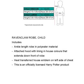 Kids Ravenclaw Robe - Licensed Harry Potter Wizarding School Costume with Hood