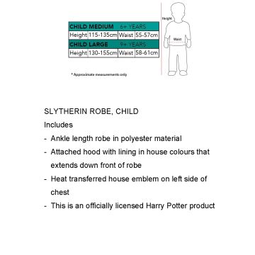 Kids Slytherin Robe - Hooded Wizarding School House Costume