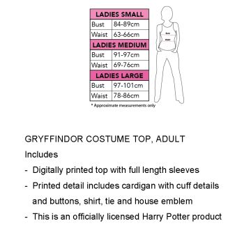 Adult Harry Potter Gryffindor Costume Top - Long-Sleeve Wizard Uniform Pullover