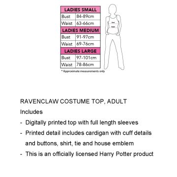 Adult Ravenclaw Wizard School Uniform Costume Top - Licensed Harry Potter House Shirt
