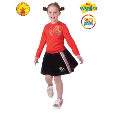 Kids Wiggles Skirt - Black Skater Skirt with Rainbow Stripes 30th Anniversary