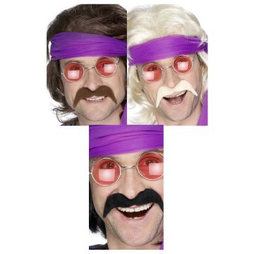 Adult 70s Handlebar Moustache - Self-Adhesive Disco Tash Accessory