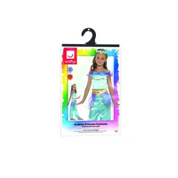 Girls Arabian Princess Costume - Aqua Blue Genie Outfit with Harem Pants