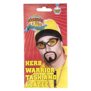 Adult Herb Warrior Moustache & Goatee Set - 70s Retro Facial Hair