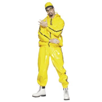 Licensed Mens Ali G Rapper Suit Yellow Tracksuit 80s Hip Hop Fancy Dress Costume