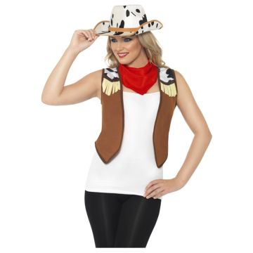 Adult Cowgirl Costume Kit - Western Waistcoat with Hat and Bandana