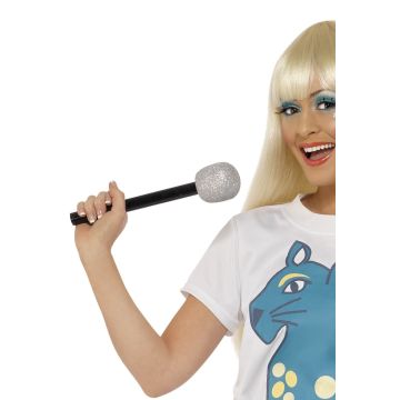 Silver Glitter Microphone Prop - Rockstar Stage Accessory for Costume Parties