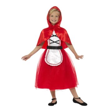 Little Red Riding Hood fairy tale dress showing lace-up bodice detail and white apron