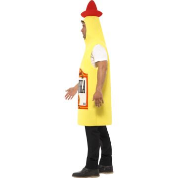 Adult Tequila Bottle Costume with Red Cap Hood - El Tequila Tabard